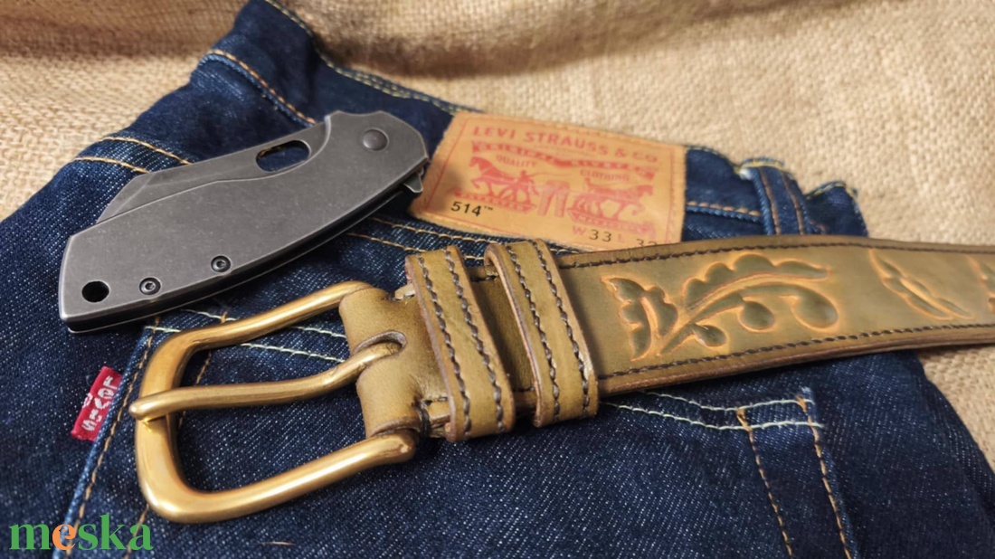 Torockói mintás domborított bőr öv - ruha & divat - öv & övcsat - öv - Meska.hu