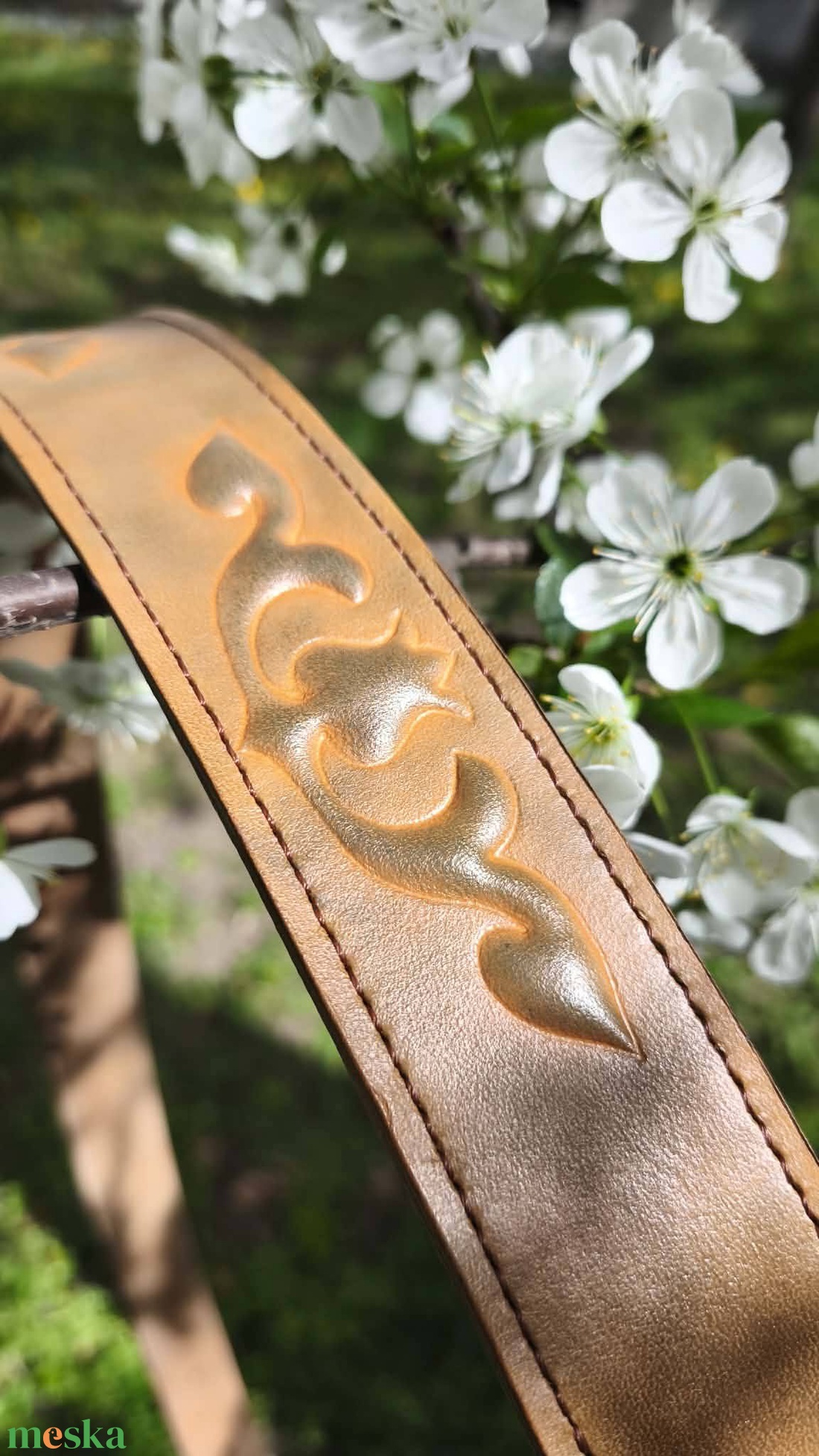 Tulipános bőr öv - ruha & divat - öv & övcsat - öv - Meska.hu