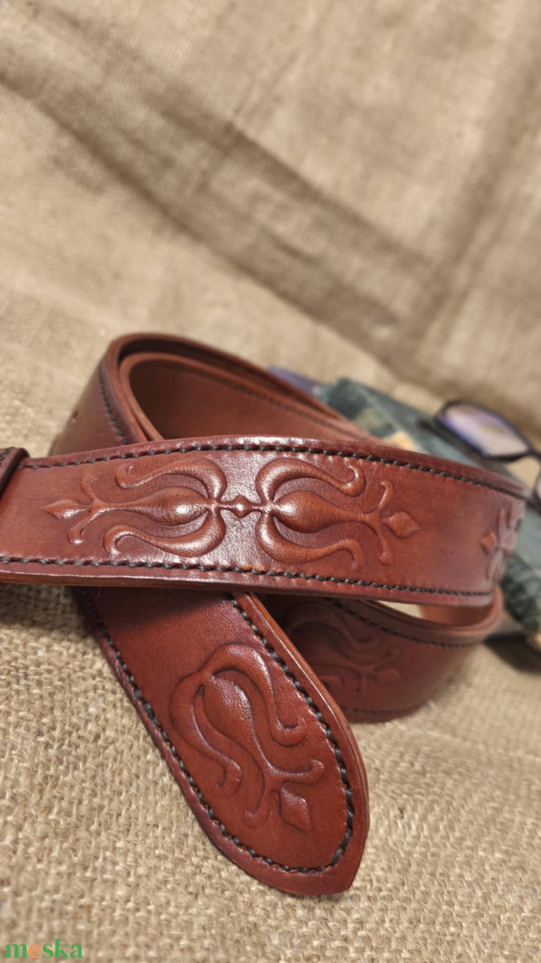 Tulipános bőr öv - ruha & divat - öv & övcsat - öv - Meska.hu