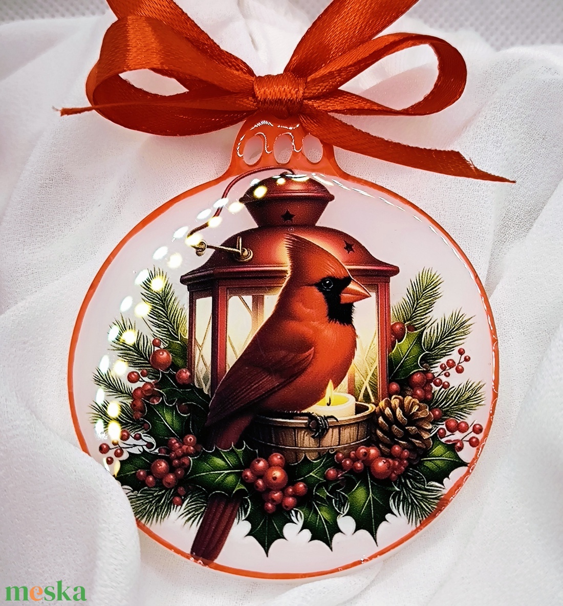 Piros madaras karácsonyi díszek - karácsony - karácsonyi lakásdekoráció - karácsonyfadíszek - Meska.hu