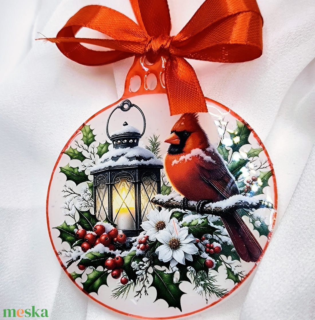 Piros madaras karácsonyi díszek - karácsony - karácsonyi lakásdekoráció - karácsonyfadíszek - Meska.hu