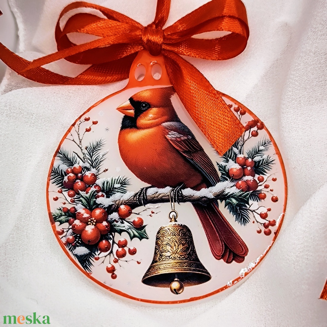 Piros madaras karácsonyi díszek - karácsony - karácsonyi lakásdekoráció - karácsonyfadíszek - Meska.hu