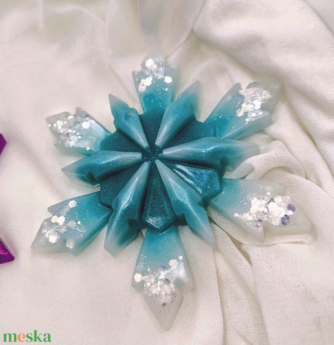 Nagy kék-fehér hópehely dísz  - karácsony - karácsonyi lakásdekoráció - karácsonyfadíszek - Meska.hu