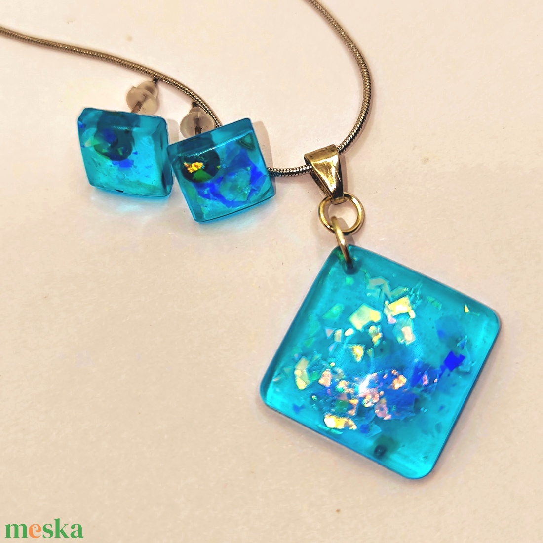 Kék nemesacél ékszerszett - ékszer - ékszerszett - Meska.hu