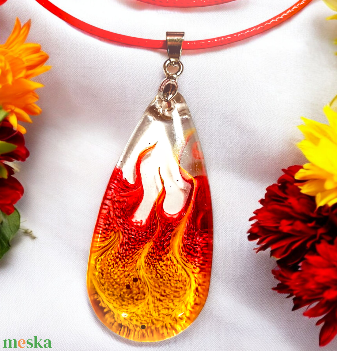 Láng epoxi nyaklánc - ékszer - nyaklánc - medálos nyaklánc - Meska.hu