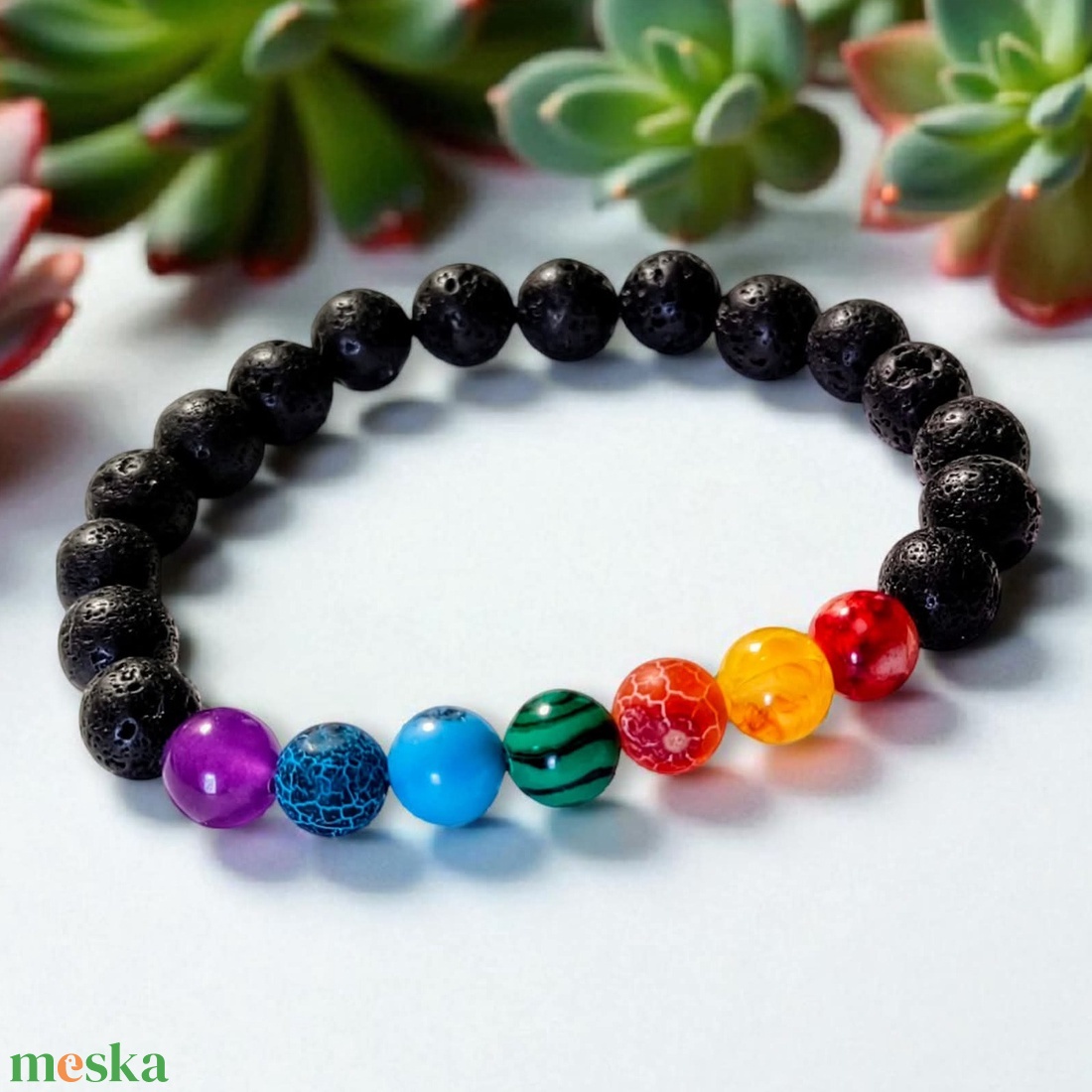 7 csakra karkötő  - ékszer - karkötő - gyöngyös karkötő - Meska.hu