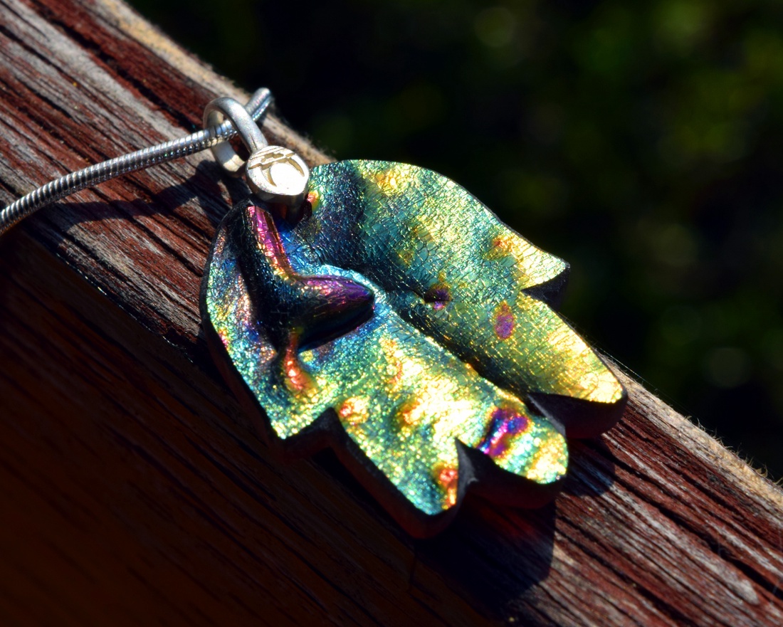 Szecessziós Hamsa Antik üvegből -  - Meska.hu