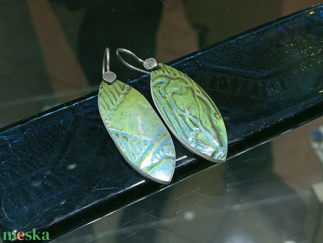 Antik szecessziós Zsolnay eozin fülbevaló  - ékszer - fülbevaló - csillár fülbevaló - Meska.hu