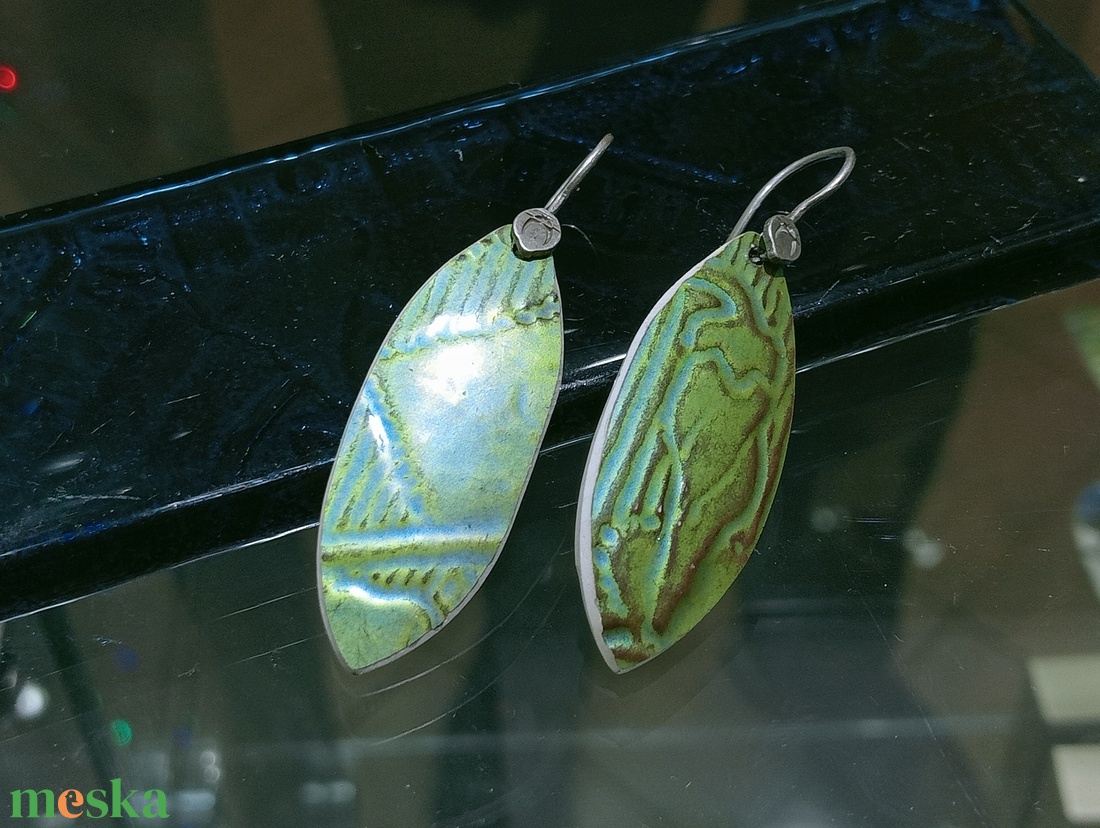 Antik szecessziós Zsolnay eozin fülbevaló  - ékszer - fülbevaló - csillár fülbevaló - Meska.hu