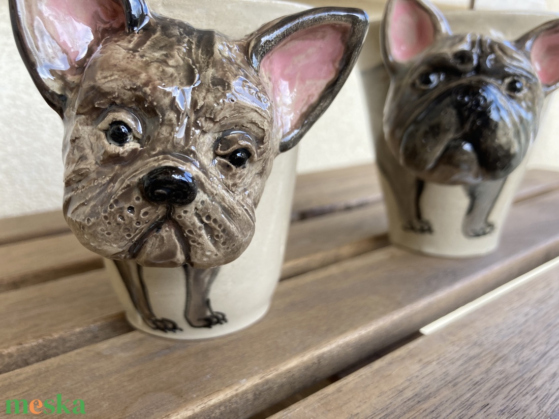 Francia bulldog bögre, kis-kedvenced bögreként megformázva - otthon & lakás - konyhafelszerelés, tálalás - tálalás - bögre & csésze - Meska.hu