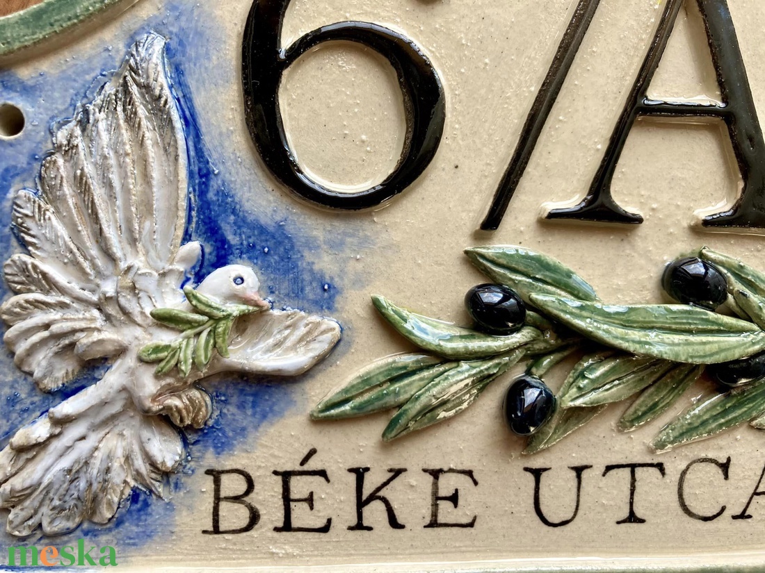 Bajusz formájú házszámtábla békegalambbal - otthon & életmód - ház & kert - házszám - Meska.hu