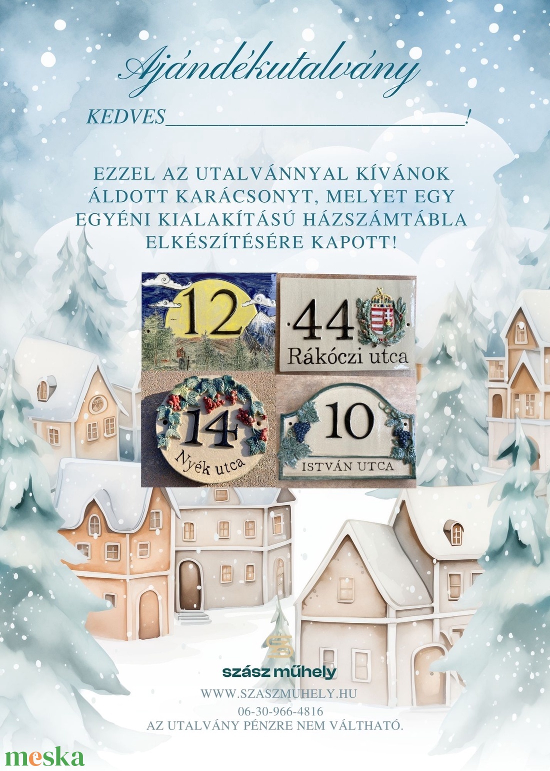 Ajándékutalvány kerámia házszámtáblára - otthon & életmód - ház & kert - házszám - Meska.hu