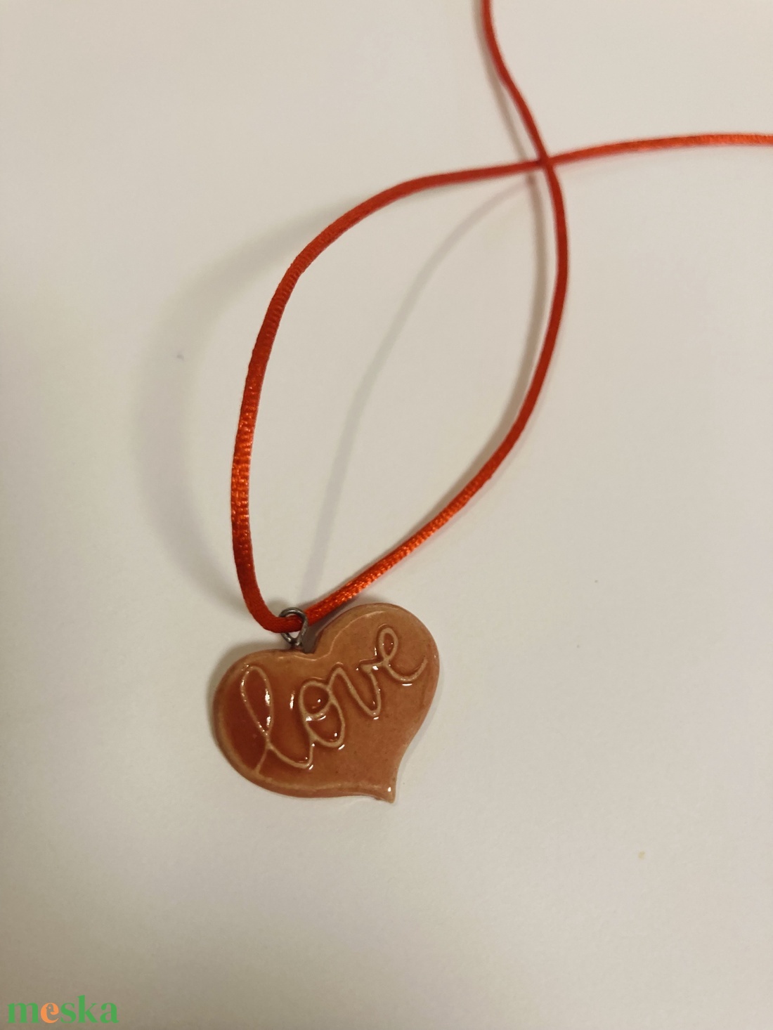 Kerámia szív medál - ékszer - nyaklánc - bogyós nyaklánc - Meska.hu