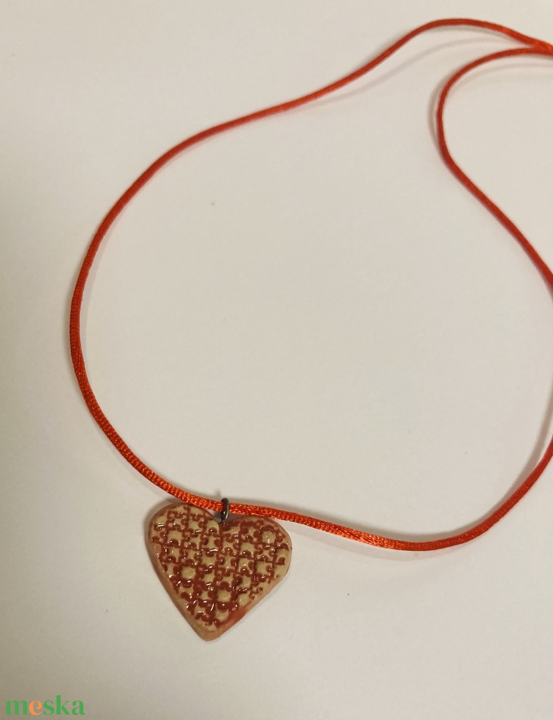 Kerámia szív medál - ékszer - nyaklánc - bogyós nyaklánc - Meska.hu