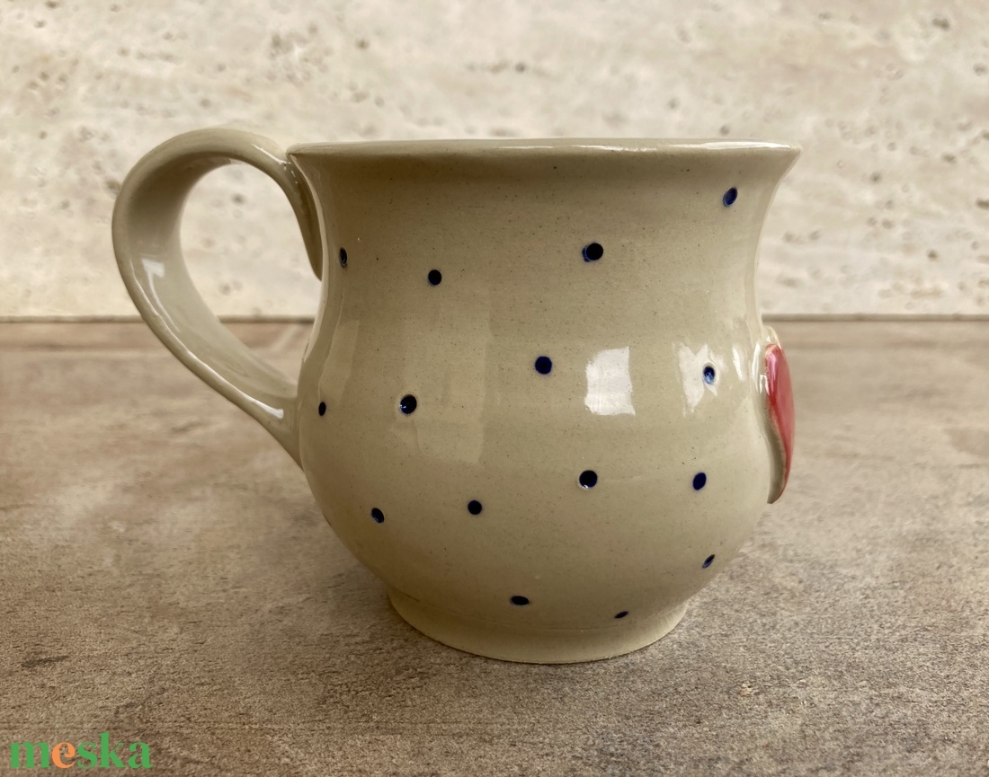 Szíves, pöttyös bögre - otthon & életmód - konyhafelszerelés, tálalás - tálalás - bögre & csésze - Meska.hu