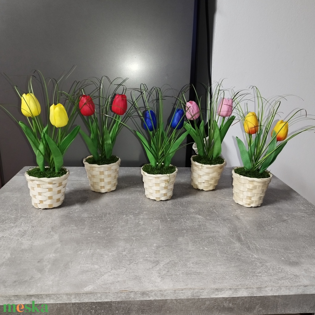 Tulipános kosárka  - otthon & életmód - virágdekoráció - virágdíszek - asztali virágdísz - Meska.hu
