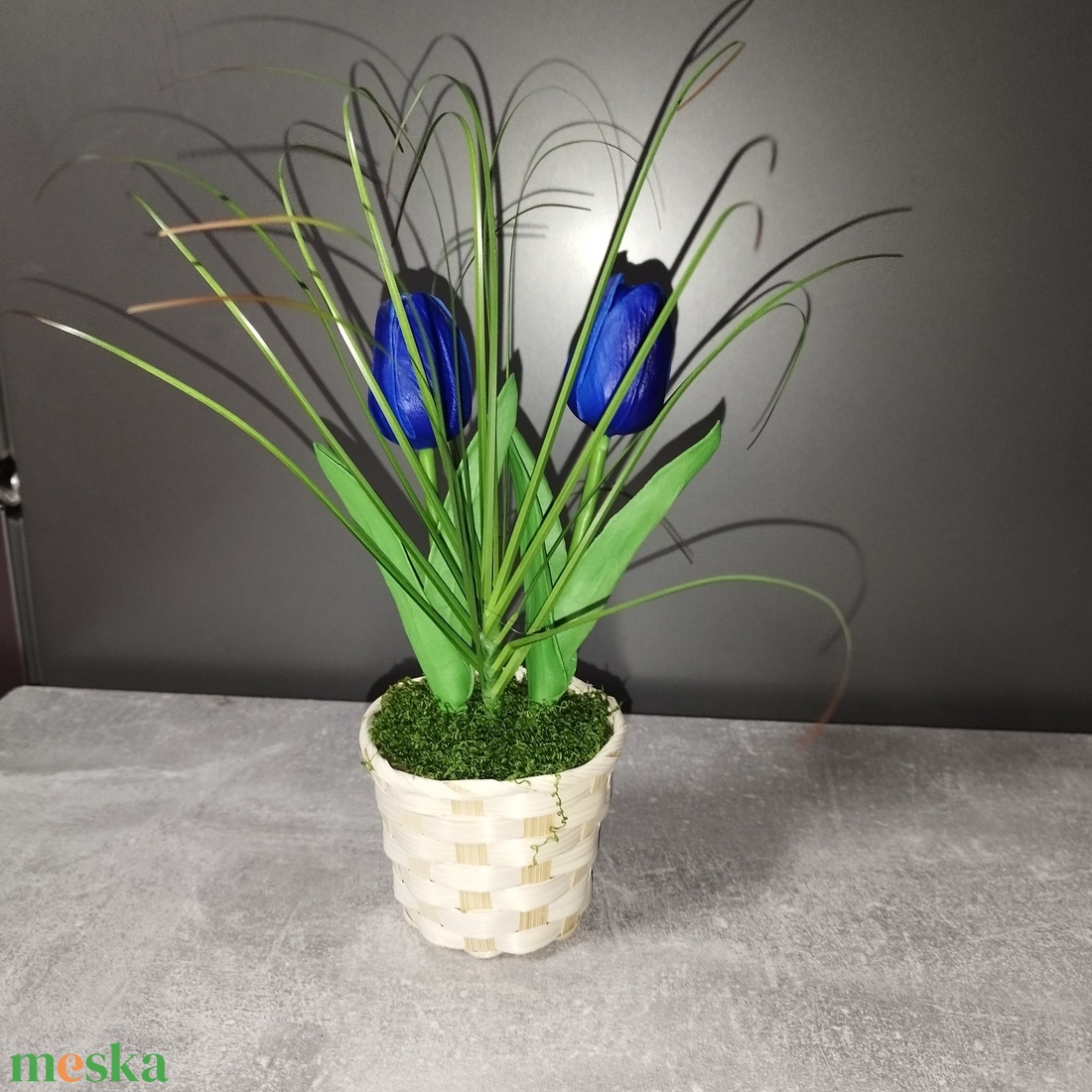 Tulipános kosárka  - otthon & életmód - virágdekoráció - virágdíszek - asztali virágdísz - Meska.hu