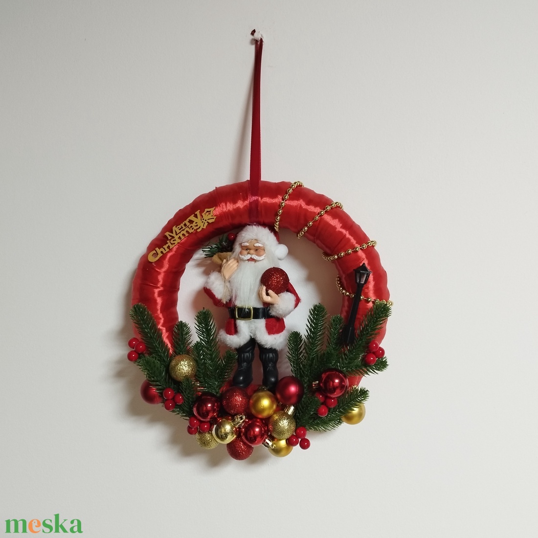 Mikulásos ajtódísz  - karácsony - karácsonyi lakásdekoráció - karácsonyi ajtódíszek - Meska.hu