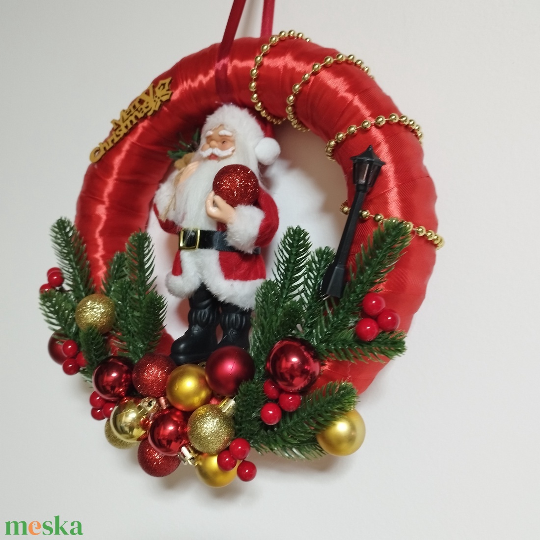 Mikulásos ajtódísz  - karácsony - karácsonyi lakásdekoráció - karácsonyi ajtódíszek - Meska.hu