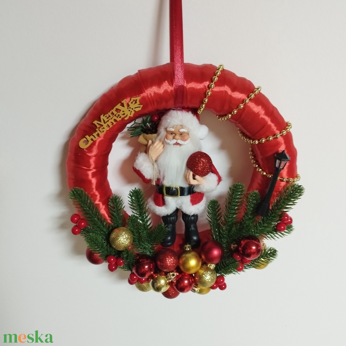 Mikulásos ajtódísz  - karácsony - karácsonyi lakásdekoráció - karácsonyi ajtódíszek - Meska.hu