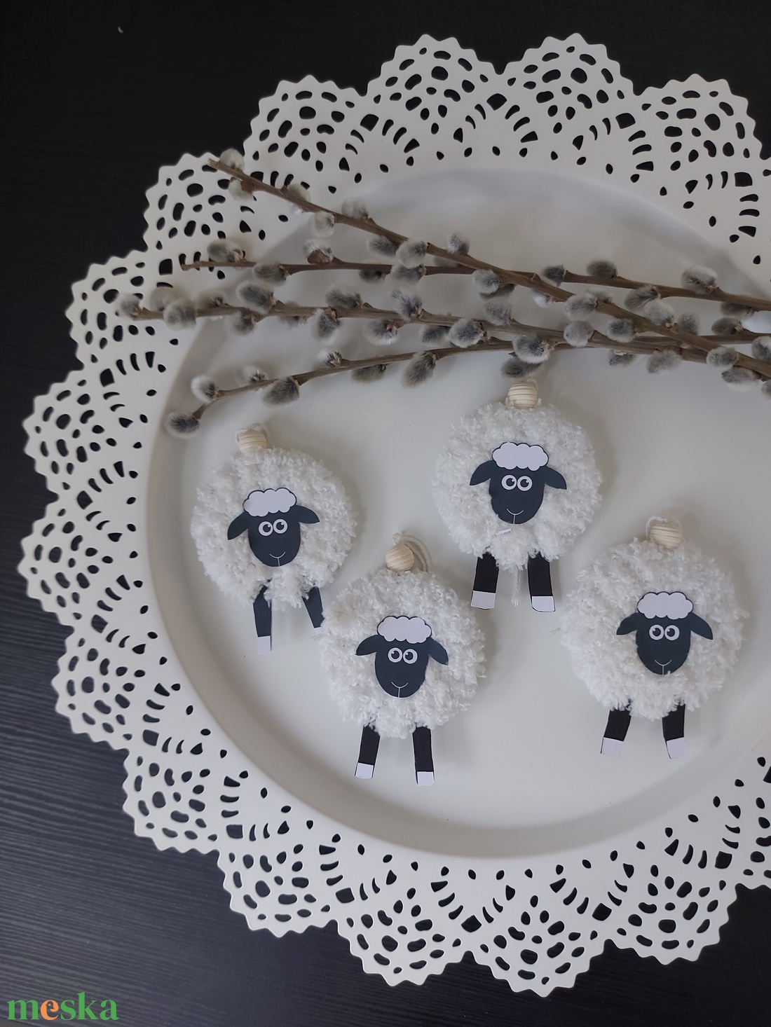 Húsvéti akasztós dísz szett- bárányok 1. - otthon & életmód - dekoráció - fali és függő dekoráció - függődísz - Meska.hu