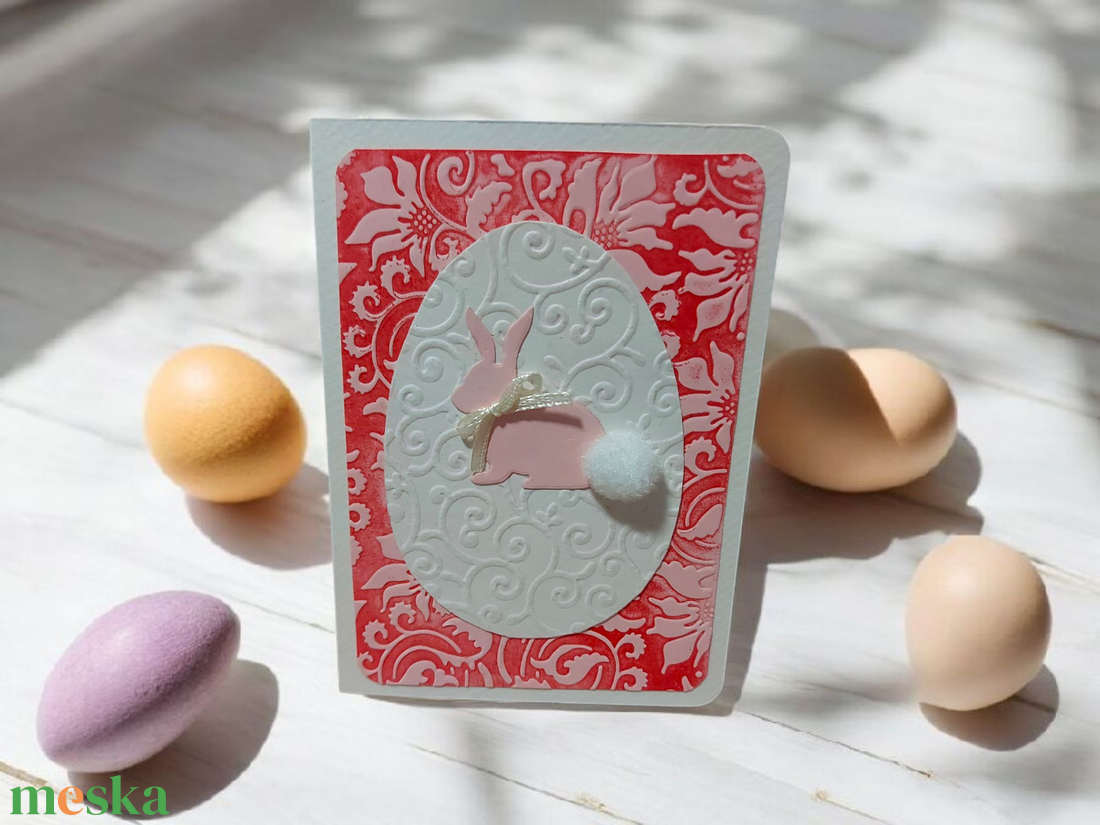 Húsvéti képeslap - nyuszi tojásban - otthon & életmód - papír, írószer - ajándékozás kellékei - képeslap, üdvözlőlap - Meska.hu