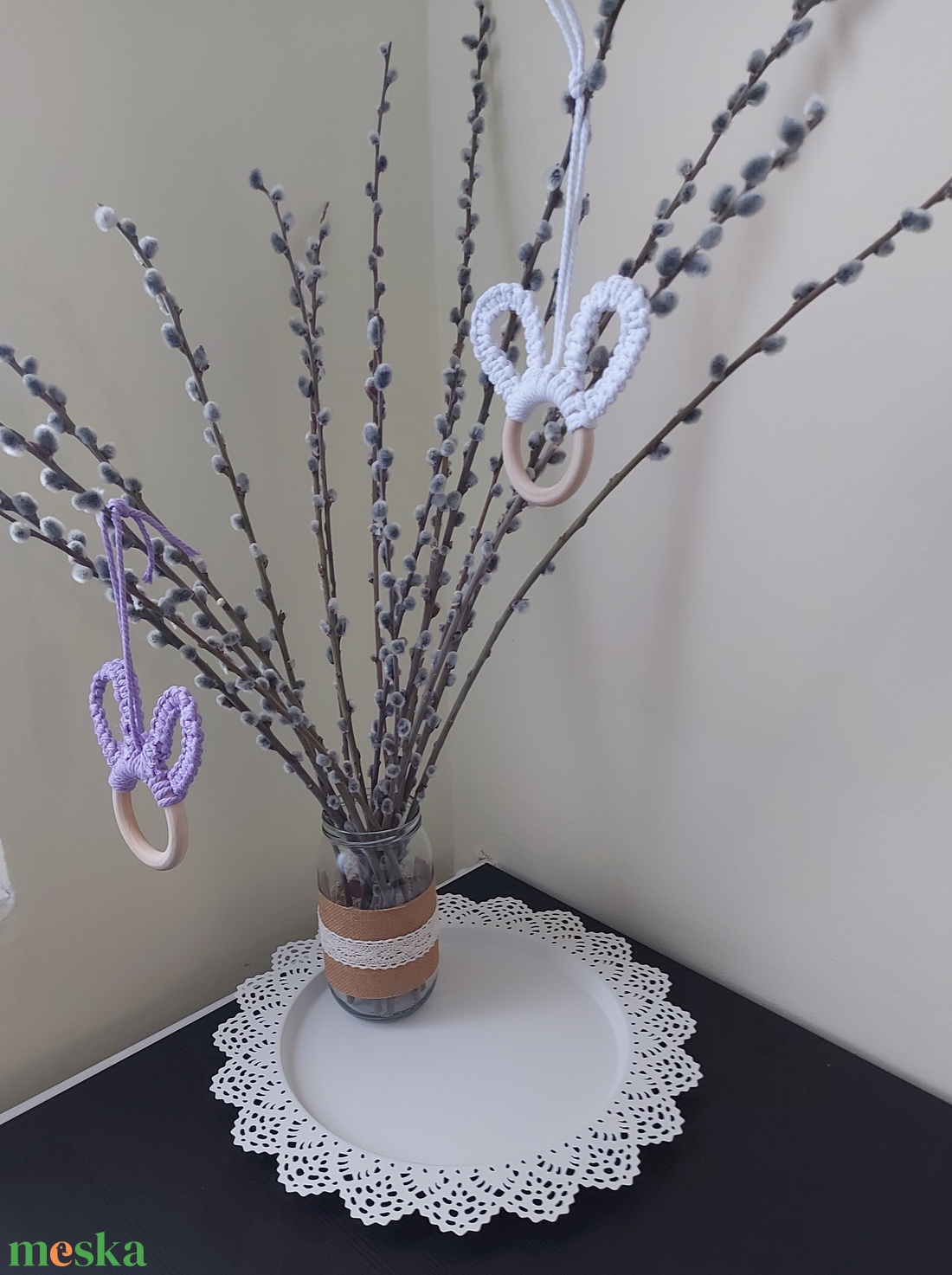 Makramé húsvéti dísz - szett - otthon & életmód - dekoráció - fali és függő dekoráció - függődísz - Meska.hu