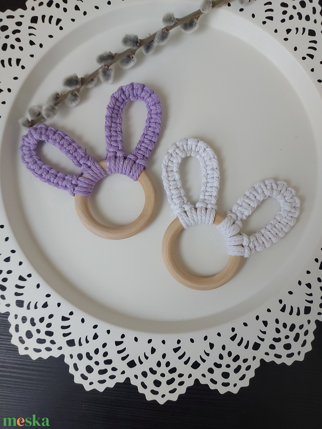 Makramé húsvéti dísz - szett - otthon & életmód - dekoráció - fali és függő dekoráció - függődísz - Meska.hu