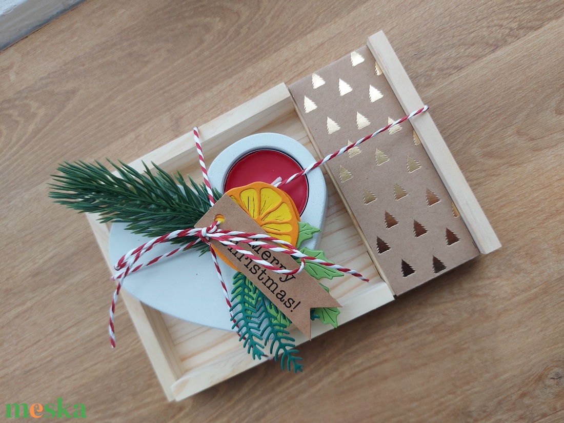 Szív mécsestartó szett fadobozban - karácsony - adventi díszek - adventi gyertyadíszek és koszorúdíszek - Meska.hu