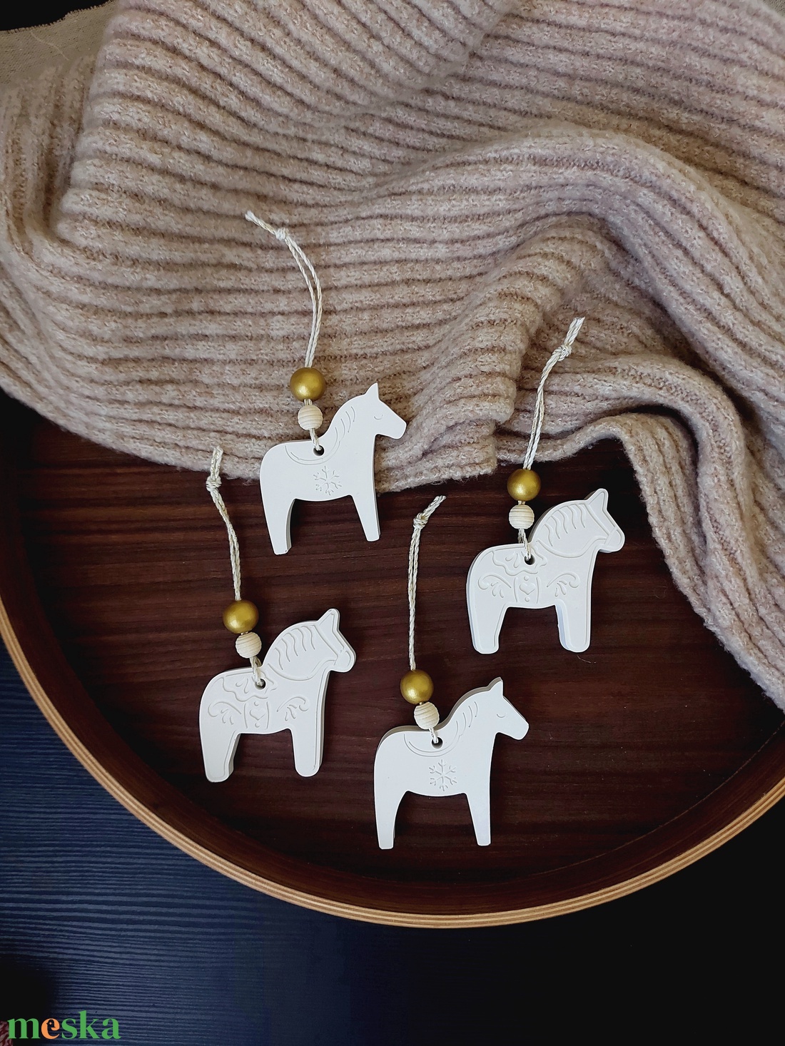 karácsonyfadísz -dala ló szett gipsz kerámia - karácsony - karácsonyi lakásdekoráció - karácsonyfadíszek - Meska.hu