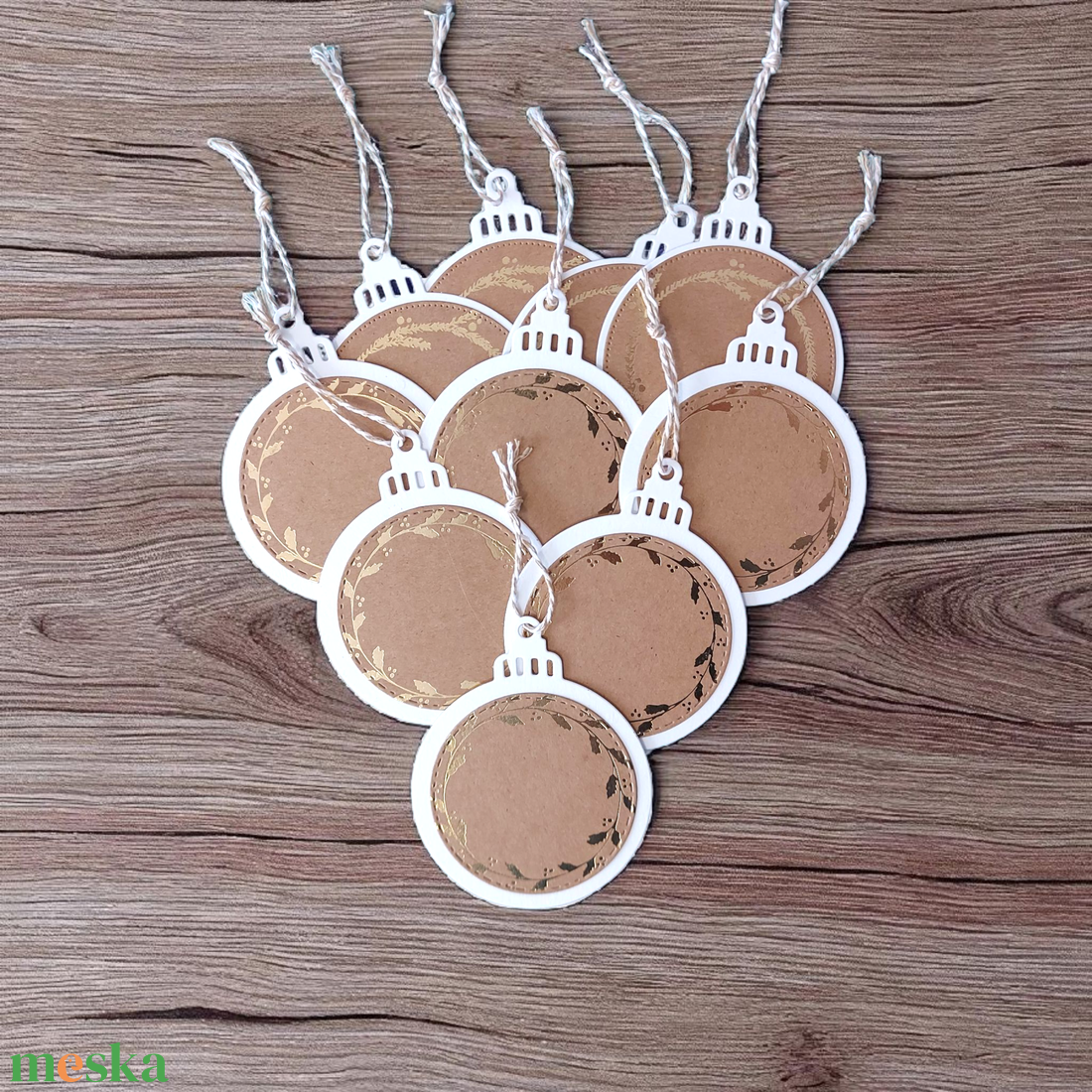 Ajándékkísérő kártya csomag - arany koszorú 2. - karácsony - karácsonyi ajándékozás - karácsonyi képeslap, üdvözlőlap, ajándékkísérő - Meska.hu