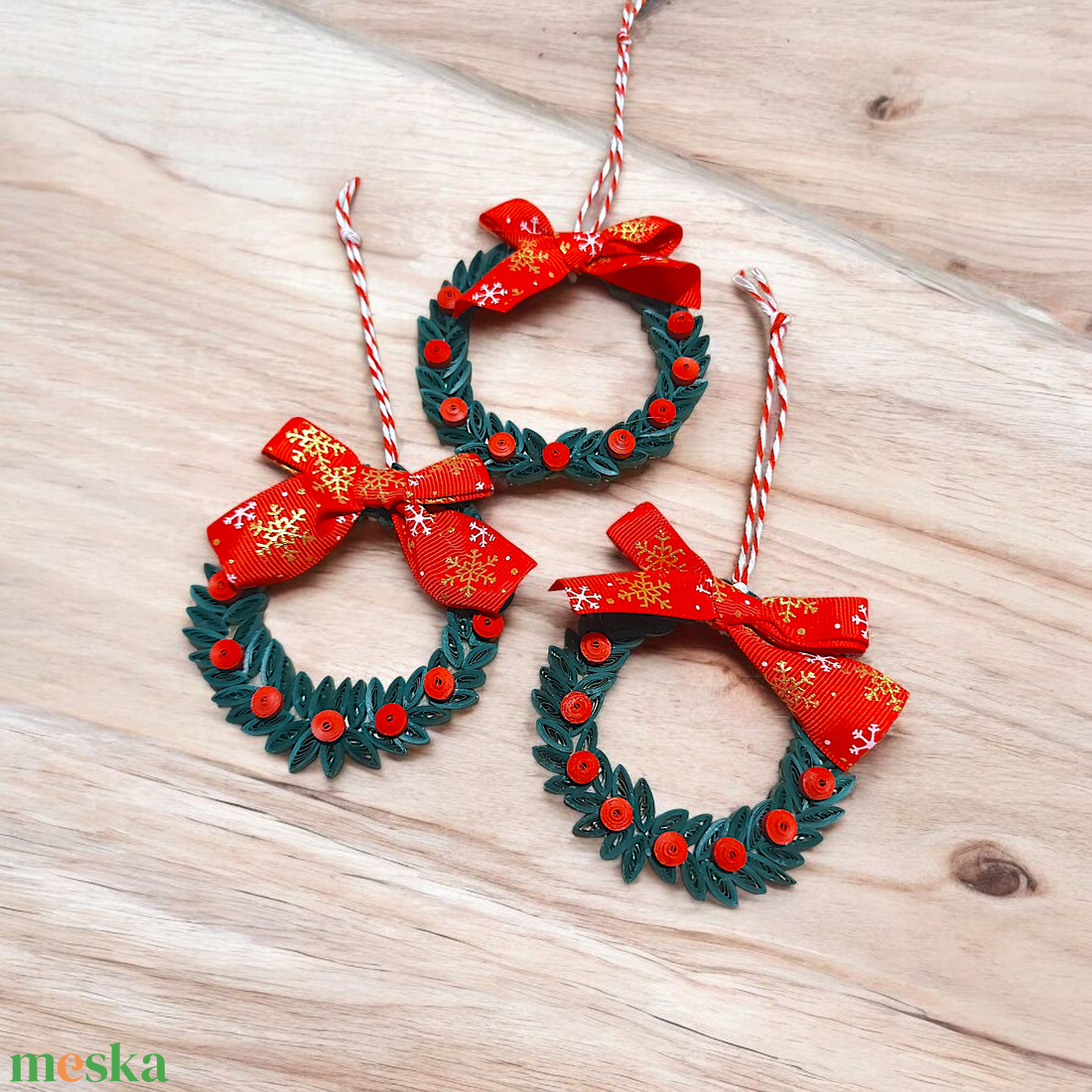 Karácsonyfa dísz 3 db mini koszorú - karácsony - karácsonyi lakásdekoráció - karácsonyfadíszek - Meska.hu