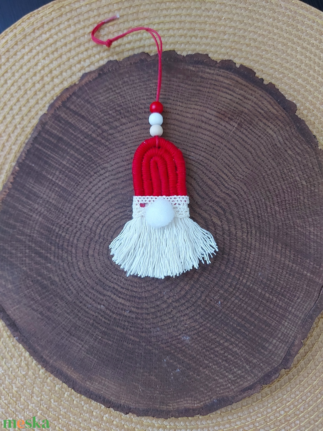 Karácsonyfa dísz - makramé manó - karácsony - karácsonyi lakásdekoráció - karácsonyfadíszek - Meska.hu