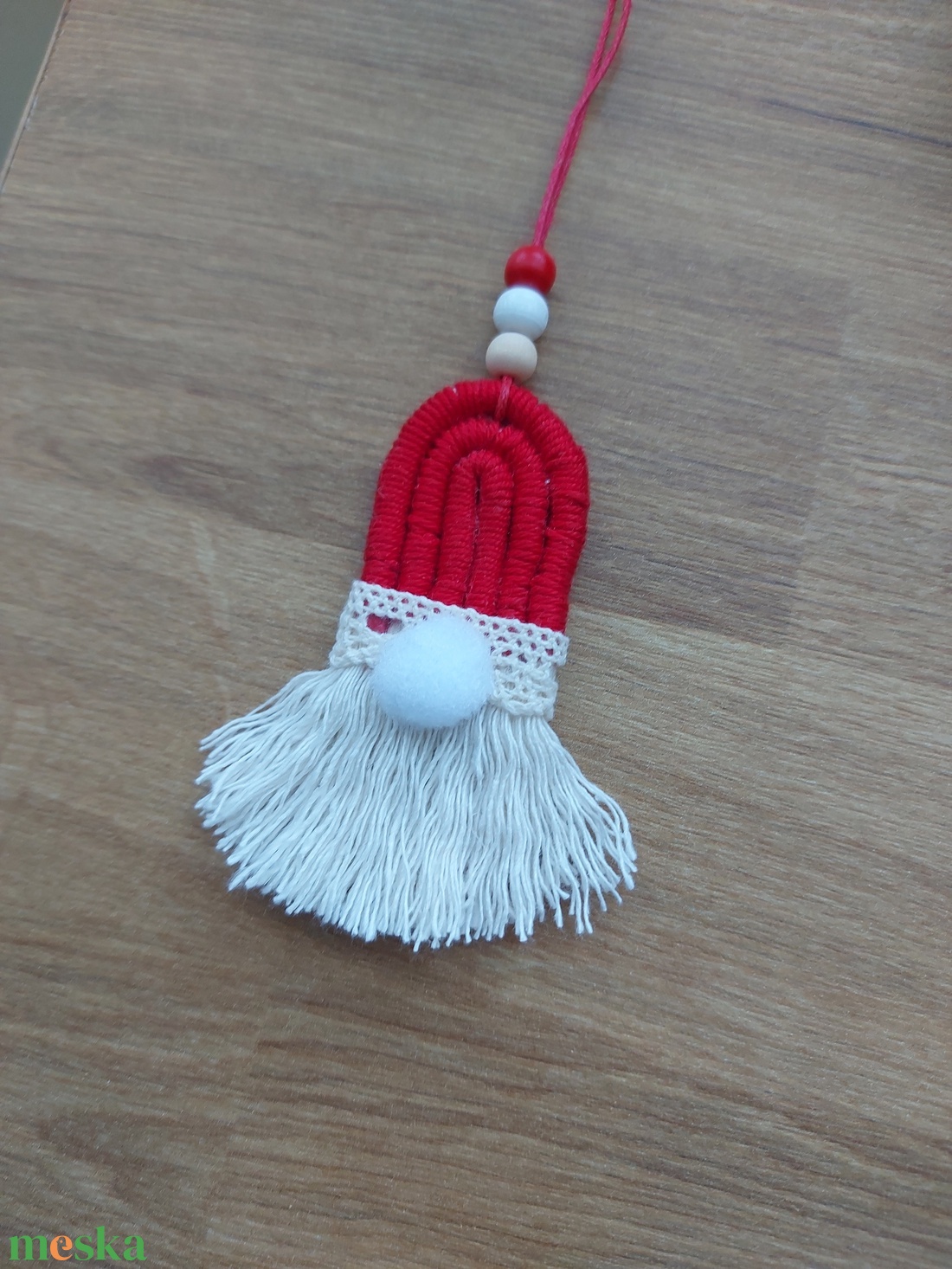 Karácsonyfa dísz - makramé manó - karácsony - karácsonyi lakásdekoráció - karácsonyfadíszek - Meska.hu