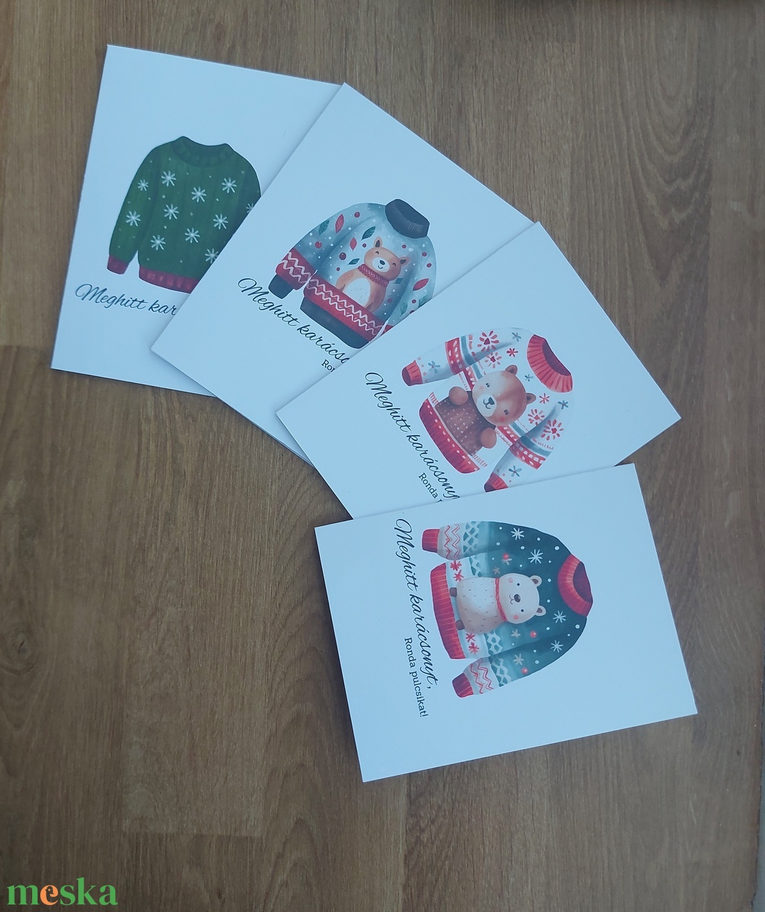 Karácsonyi ronda pulcsi képeslap csomag - print - karácsony - karácsonyi ajándékozás - karácsonyi képeslap, üdvözlőlap, ajándékkísérő - Meska.hu