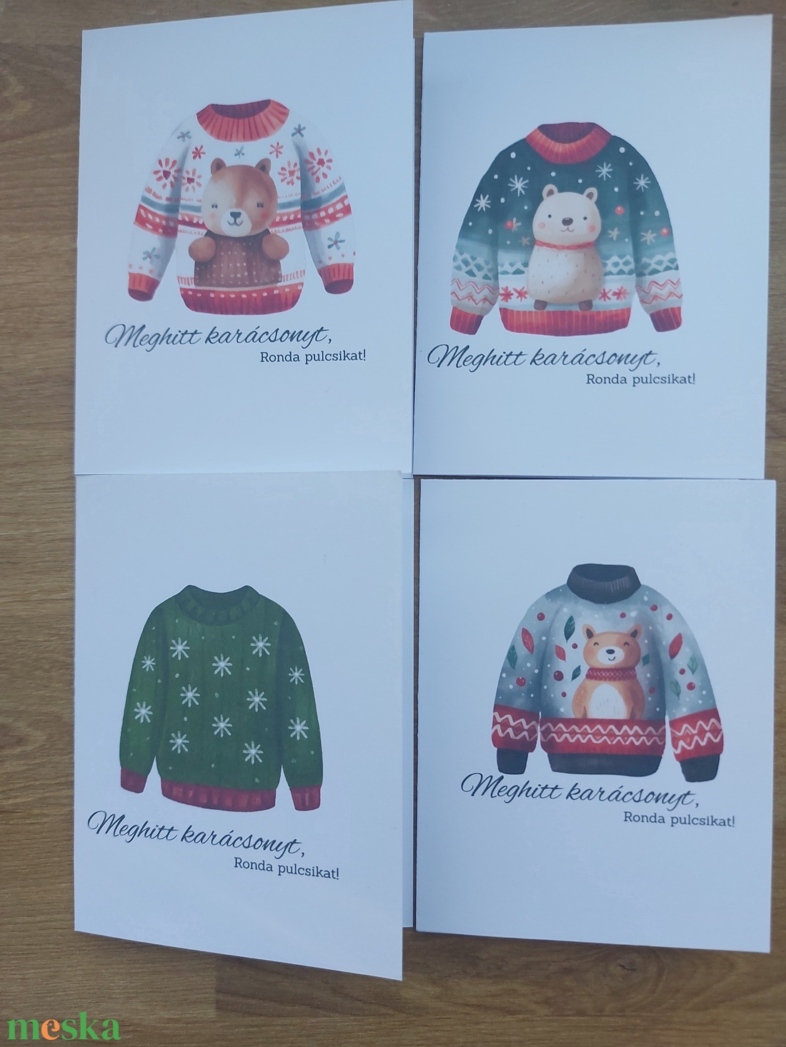 Karácsonyi ronda pulcsi képeslap csomag - print - karácsony - karácsonyi ajándékozás - karácsonyi képeslap, üdvözlőlap, ajándékkísérő - Meska.hu