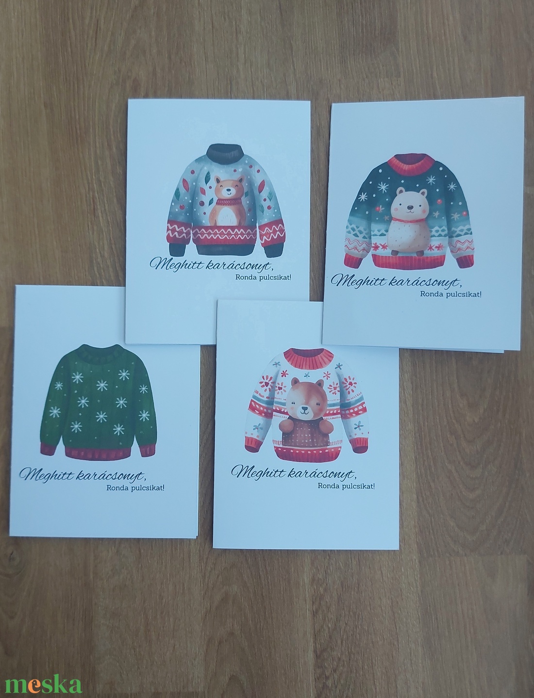 Karácsonyi ronda pulcsi képeslap csomag - print - karácsony - karácsonyi ajándékozás - karácsonyi képeslap, üdvözlőlap, ajándékkísérő - Meska.hu