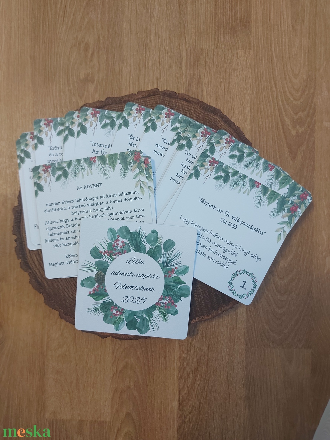Lelki adventi naptár felnőtteknek - kártya állvánnyal egyedi felirattal - karácsony - adventi díszek - adventi naptár - Meska.hu