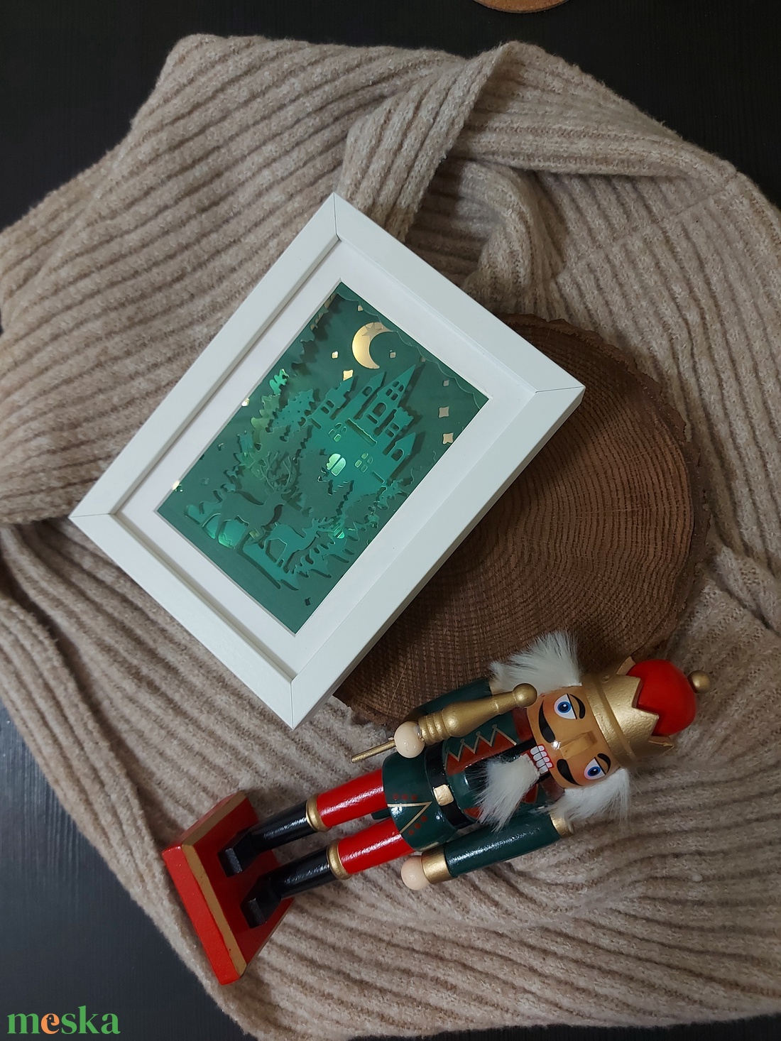 Téli erdő karácsonyi képkeret, shadowbox - karácsony - karácsonyi lakásdekoráció - karácsonyi fénydekoráció - Meska.hu