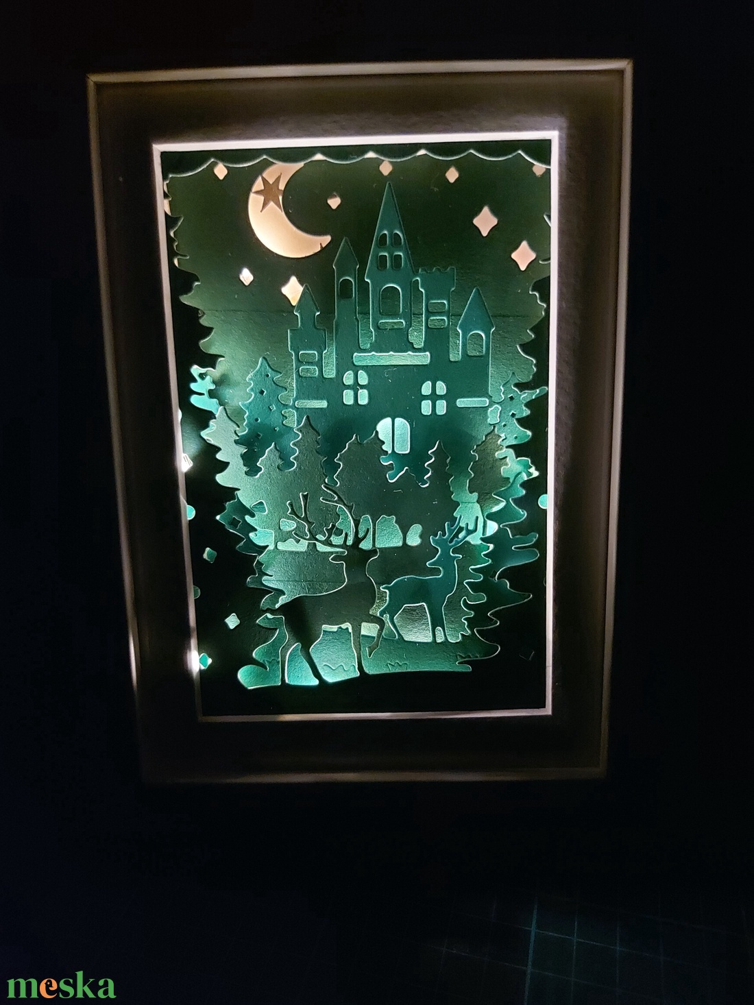 Téli erdő karácsonyi képkeret, shadowbox - karácsony - karácsonyi lakásdekoráció - karácsonyi fénydekoráció - Meska.hu