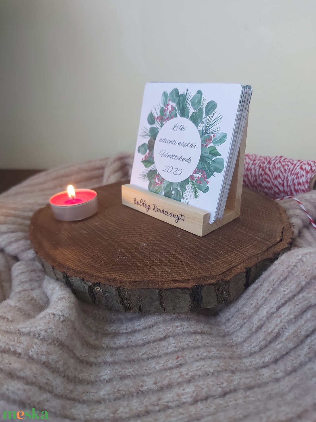 Lelki adventi naptár felnőtteknek - kártya állvánnyal egyedi felirattal - karácsony - adventi díszek - adventi naptár - Meska.hu