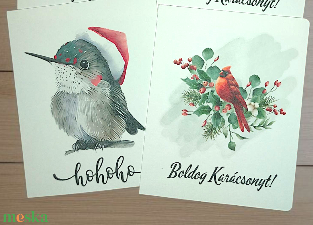 Karácsonyi madaras képeslap csomag - print - karácsony - karácsonyi ajándékozás - karácsonyi képeslap, üdvözlőlap, ajándékkísérő - Meska.hu