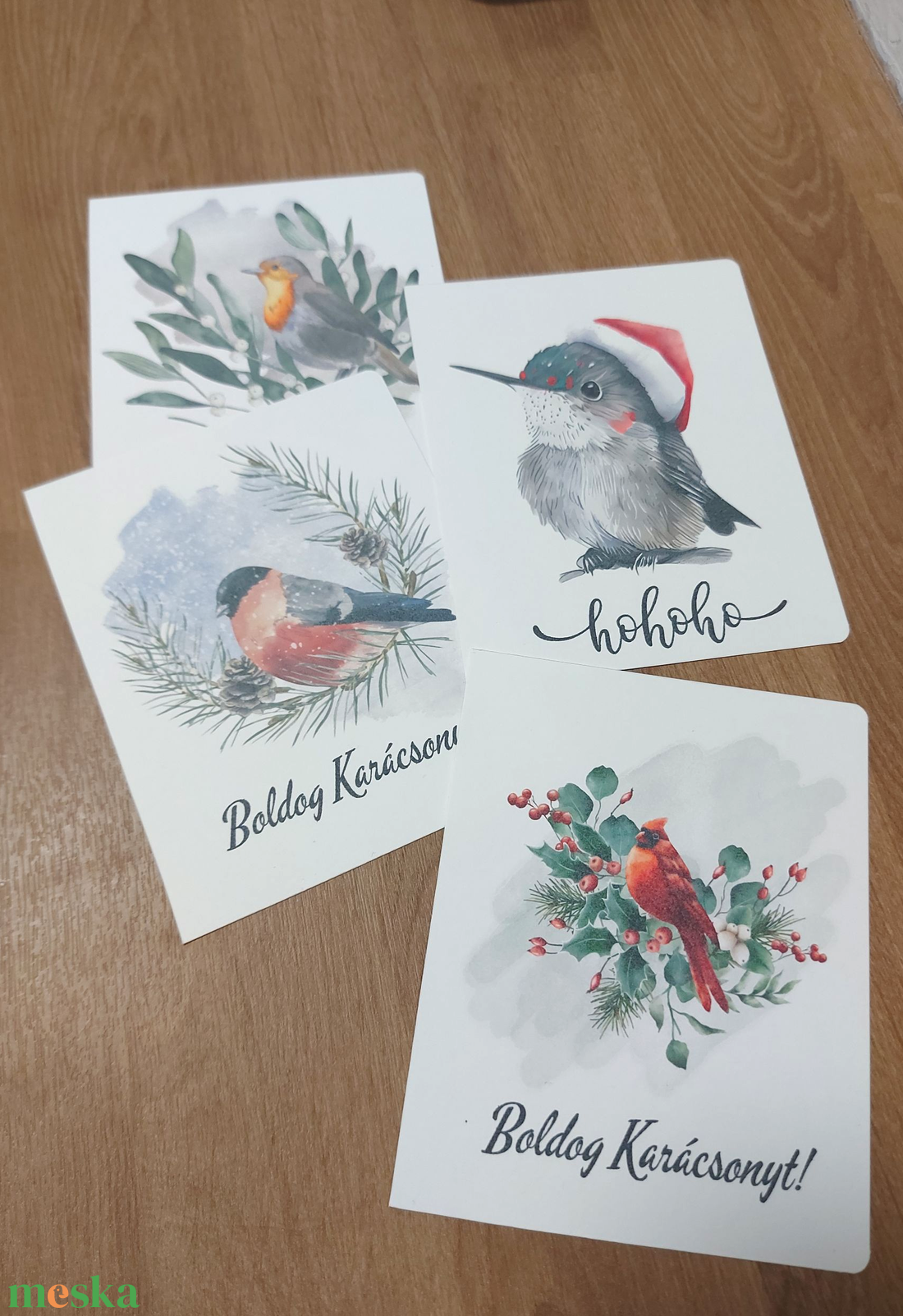 Karácsonyi madaras képeslap csomag - print - karácsony - karácsonyi ajándékozás - karácsonyi képeslap, üdvözlőlap, ajándékkísérő - Meska.hu