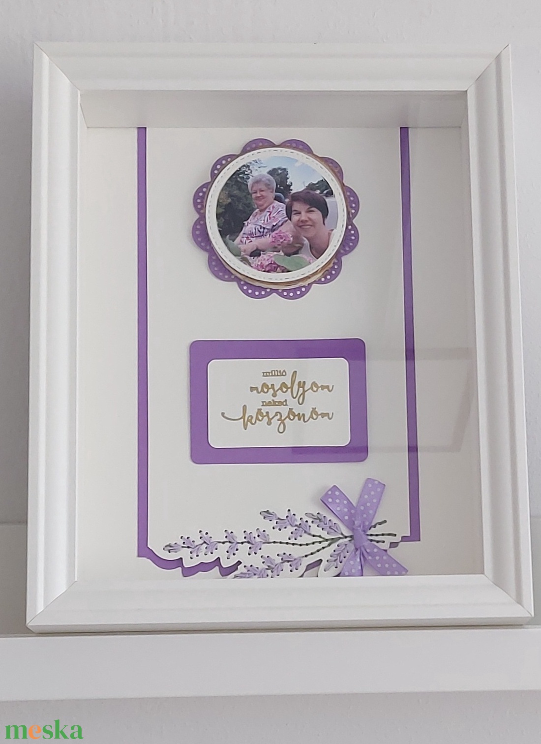 Köszönőajándék fényképes képkeret - levendula álló - esküvő - emlék & ajándék - szülőköszöntő ajándék - Meska.hu