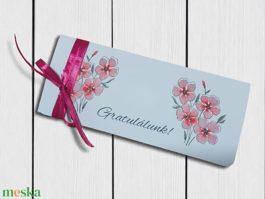 Esküvői pénzátadó boríték - rózsaszín virágos - esküvő - emlék & ajándék - nászajándék - esküvői pénzátadó boríték, kártya - Meska.hu