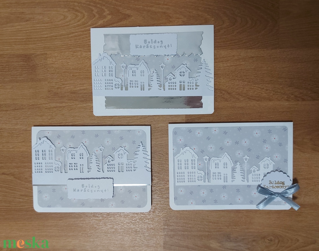 Karácsonyi képeslap - házak 3 db-os csomag - karácsony - karácsonyi ajándékozás - karácsonyi képeslap, üdvözlőlap, ajándékkísérő - Meska.hu