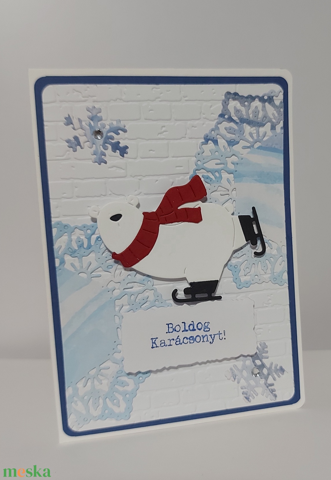 Karácsonyi képeslap - jegesmaci 1. - karácsony - karácsonyi ajándékozás - karácsonyi képeslap, üdvözlőlap, ajándékkísérő - Meska.hu