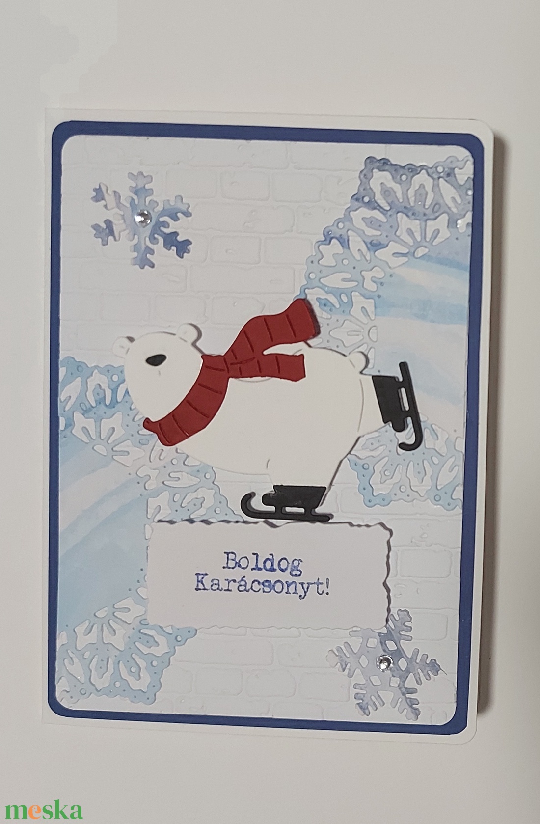 Karácsonyi képeslap - jegesmaci 1. - karácsony - karácsonyi ajándékozás - karácsonyi képeslap, üdvözlőlap, ajándékkísérő - Meska.hu