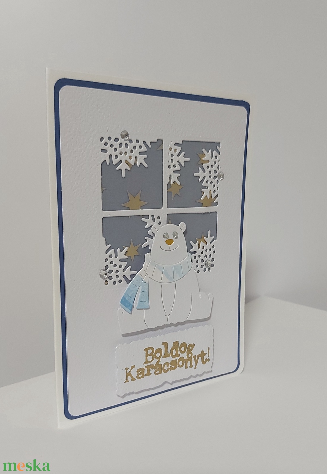 Karácsonyi képeslap - jegesmaci 2. - karácsony - karácsonyi ajándékozás - karácsonyi képeslap, üdvözlőlap, ajándékkísérő - Meska.hu