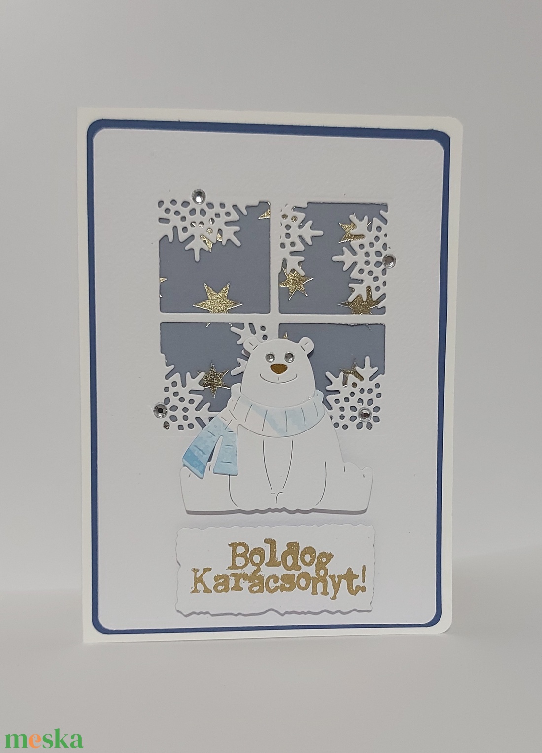 Karácsonyi képeslap - jegesmaci 2. - karácsony - karácsonyi ajándékozás - karácsonyi képeslap, üdvözlőlap, ajándékkísérő - Meska.hu